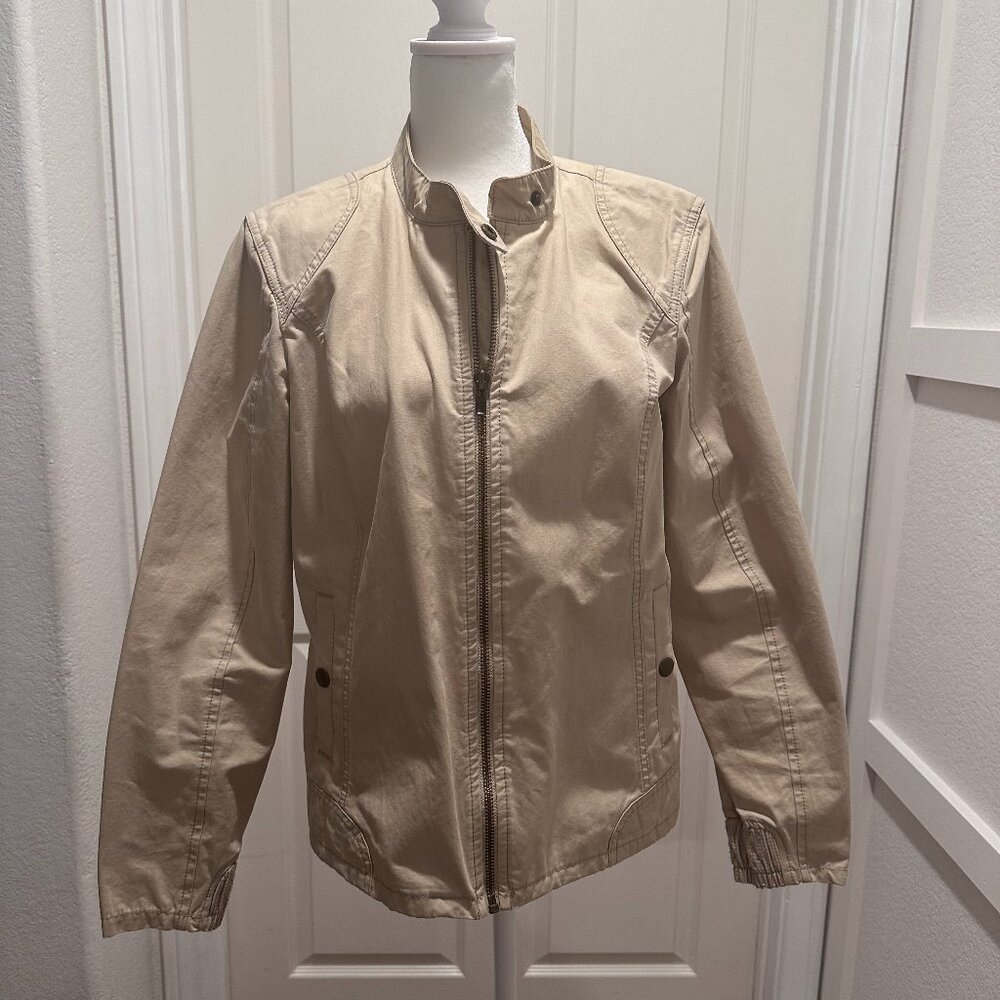 Eddie Bauer Women Jacket Khaki Front Zipper Front Pockets Size L